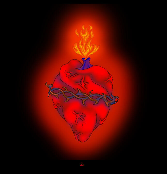Sacred Heart - Part of the Red, Black, Gold series - digital illustration made in Procreate on iPad, 2026