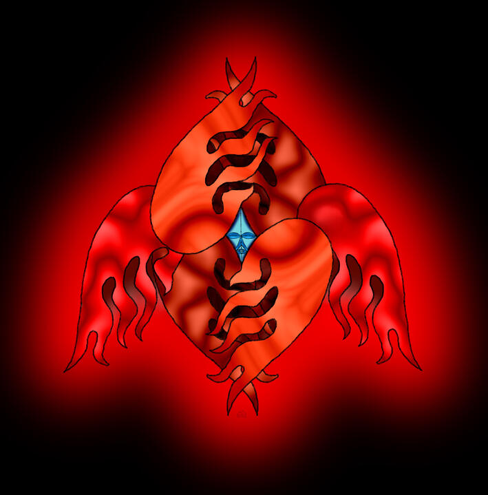 Seraphim - Part of the Red, Black, Gold Series - digital illustration made in Procreate on iPad, 2026