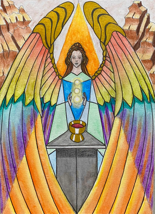 The Mystery of Faith, 5”x7”, mixed media on paper, 2026